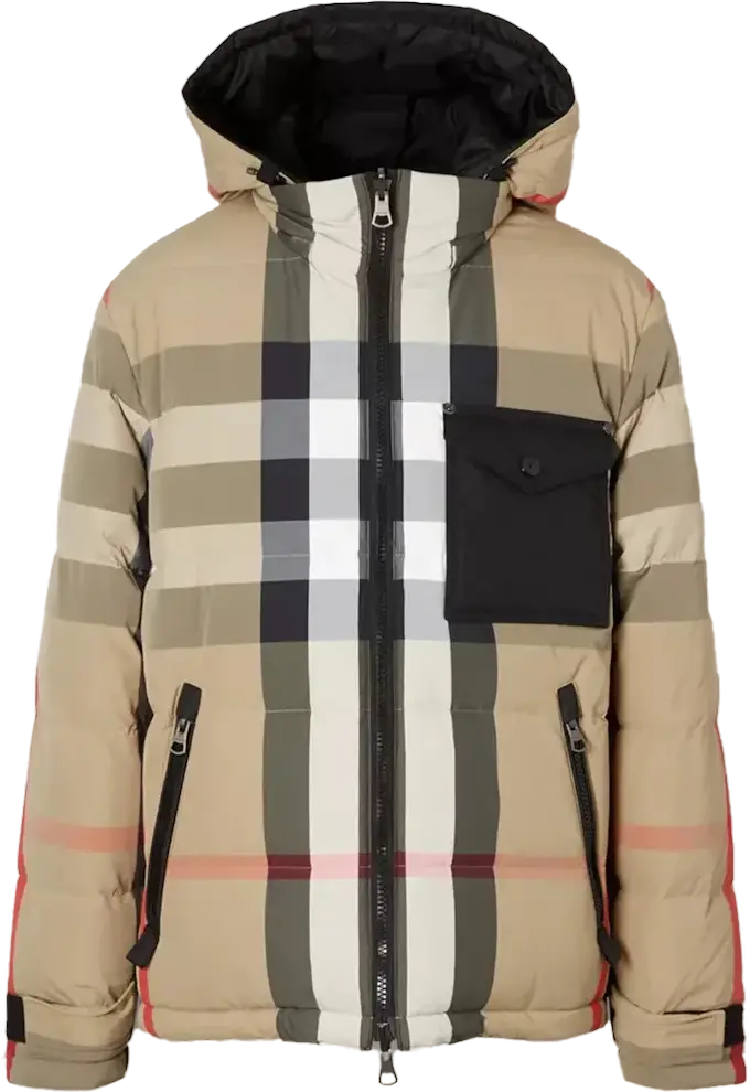 Burberry Reversible Check Nylon Puffer Jacket Black Archive Beig